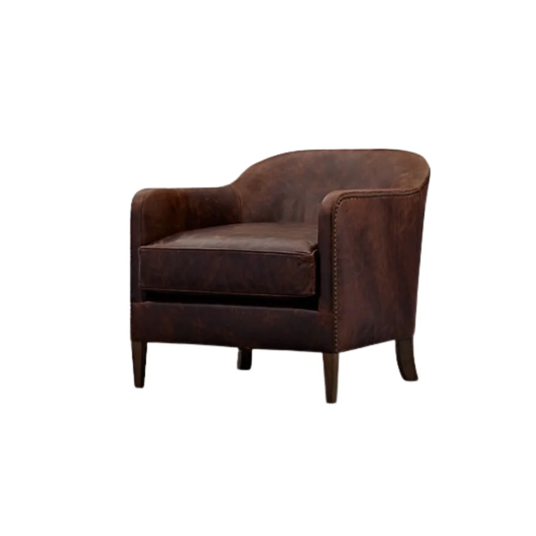 Wood Leather Accent Chairs