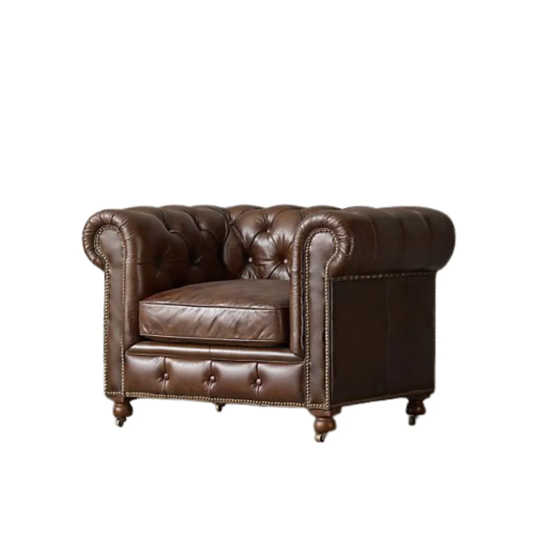 Wood Leather Accent Chairs