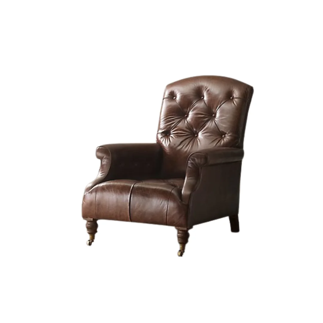 Wood Leather Accent Chairs
