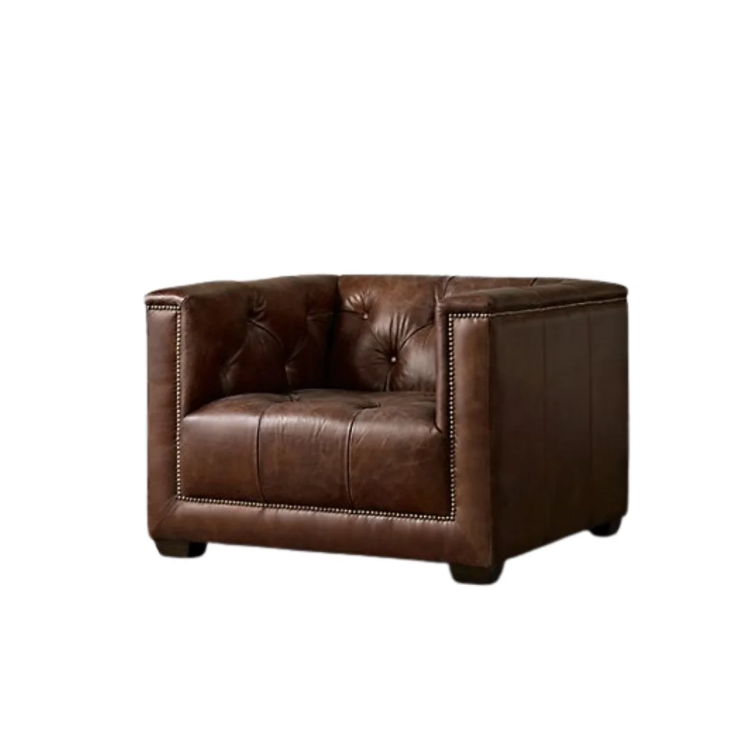 Wood Leather Accent Chairs