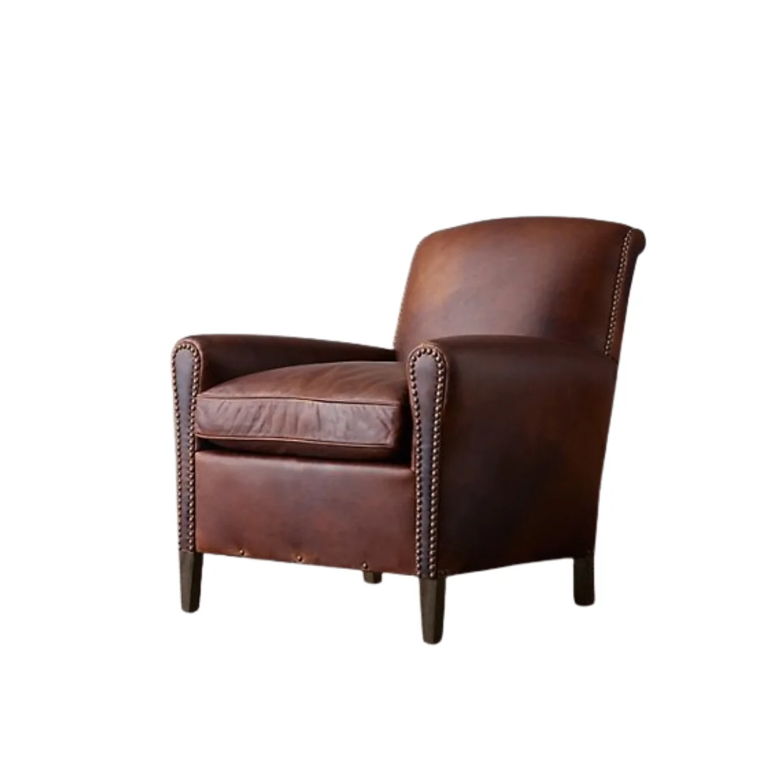 Wood Leather Accent Chairs