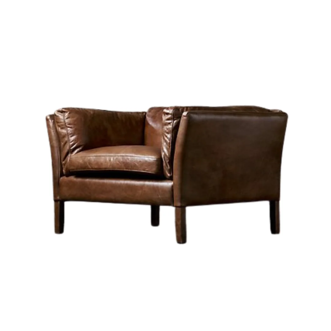 Wood Leather Accent Chairs