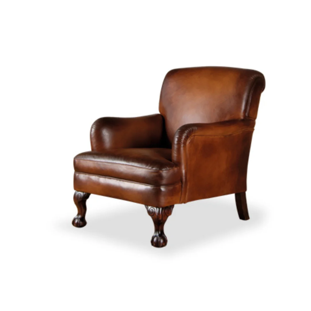 Wood Leather Accent Chairs