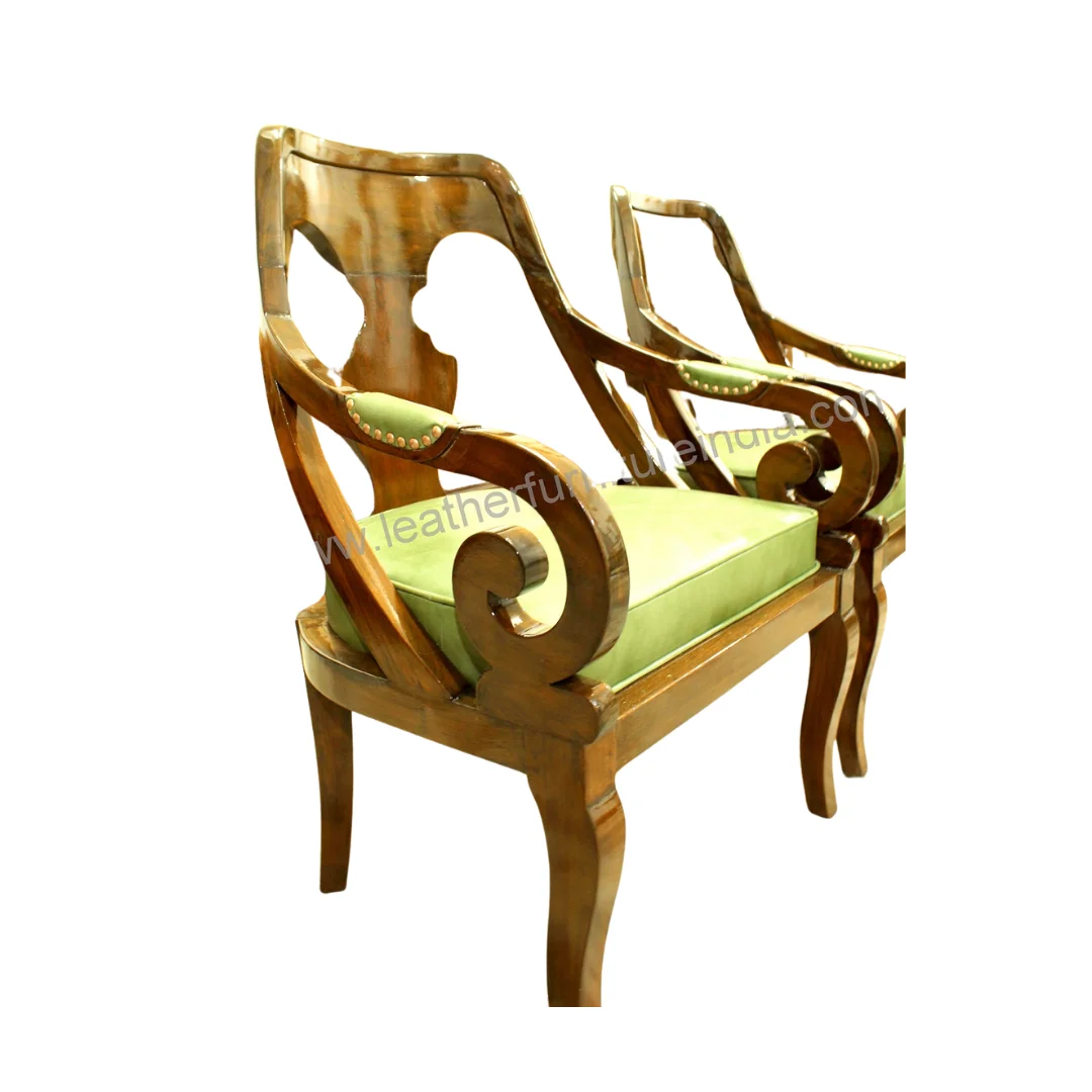 Wood Leather Accent Chairs