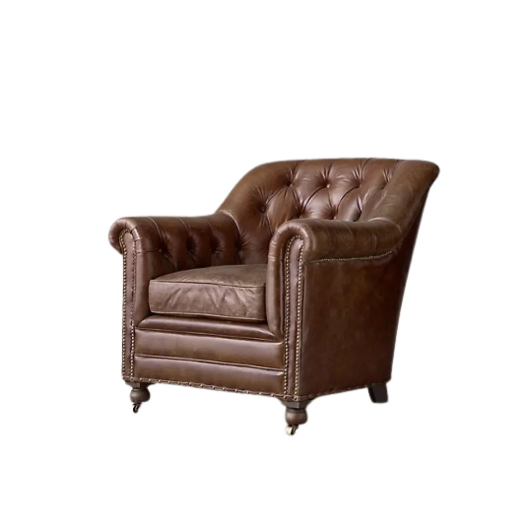Wood Leather Accent Chairs
