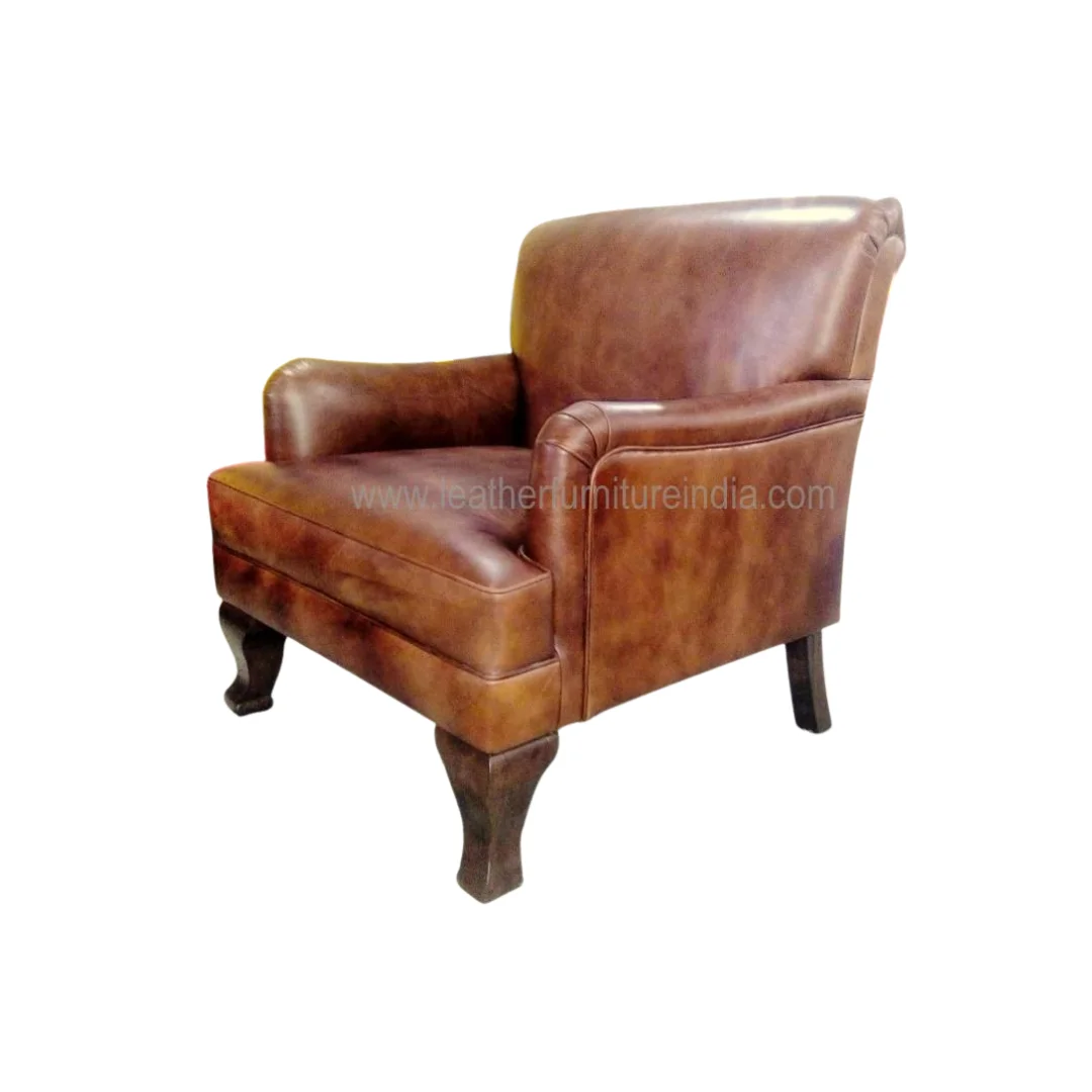 Wood Leather Accent Chairs