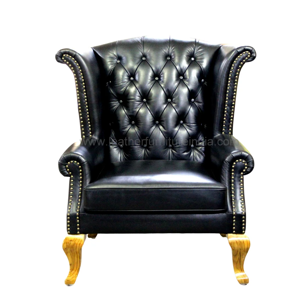 Wood Leather Accent Chairs
