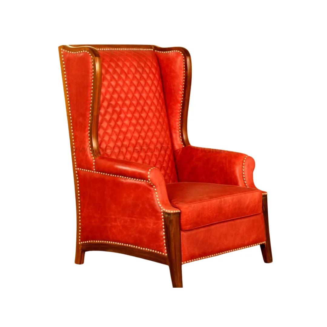 Wood Leather Accent Chairs
