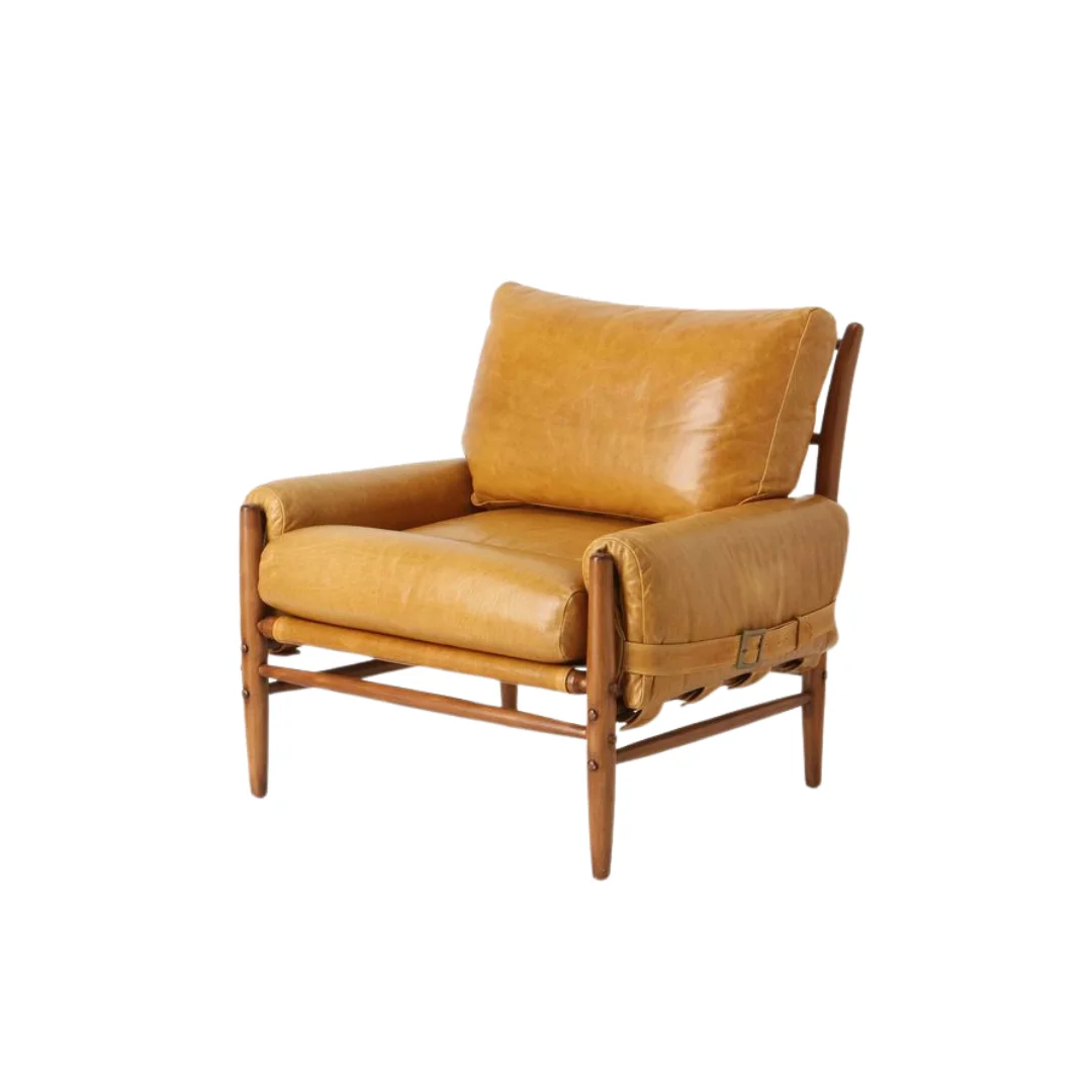 Wood Leather Accent Chairs