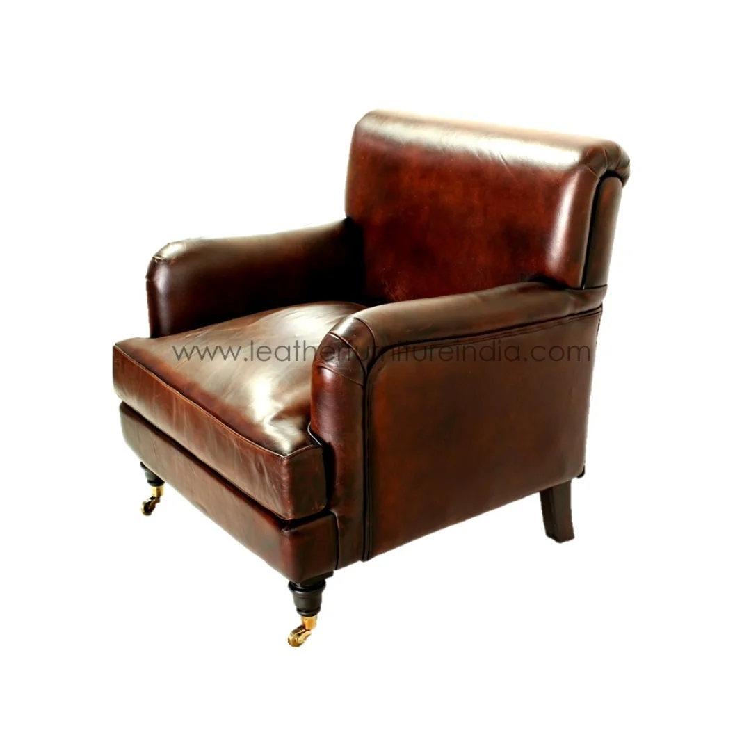 Wood Leather Accent Chairs