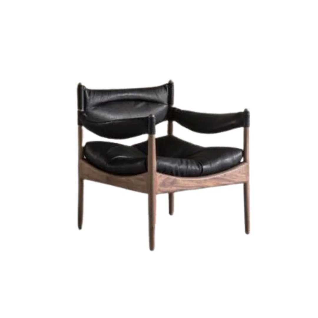Wood Leather Accent Chairs