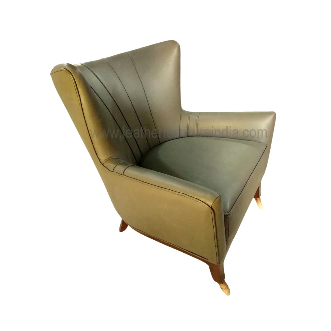 Wood Leather Accent Chairs