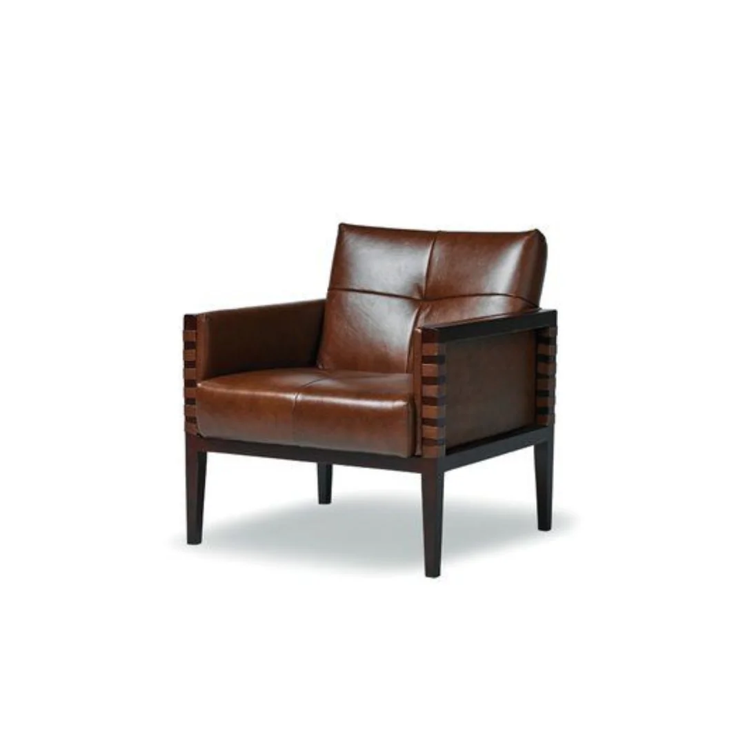 Wood Leather Accent Chairs