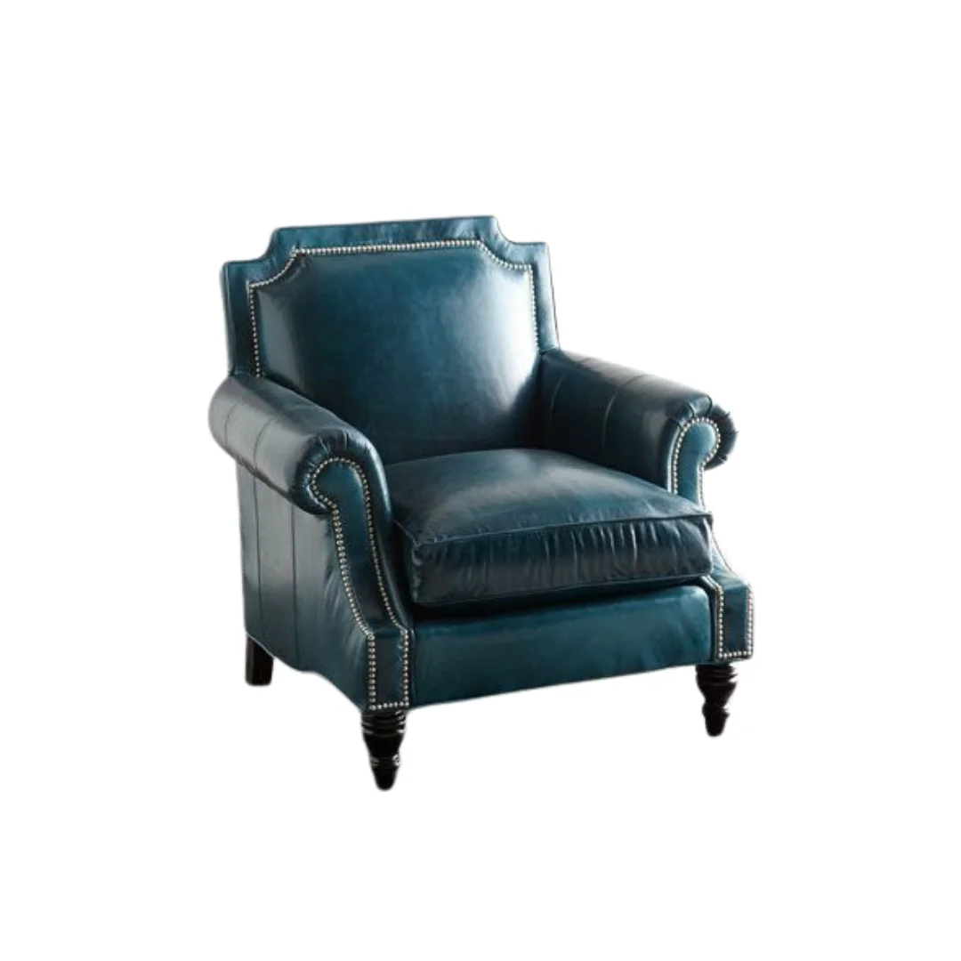 Wood Leather Accent Chairs