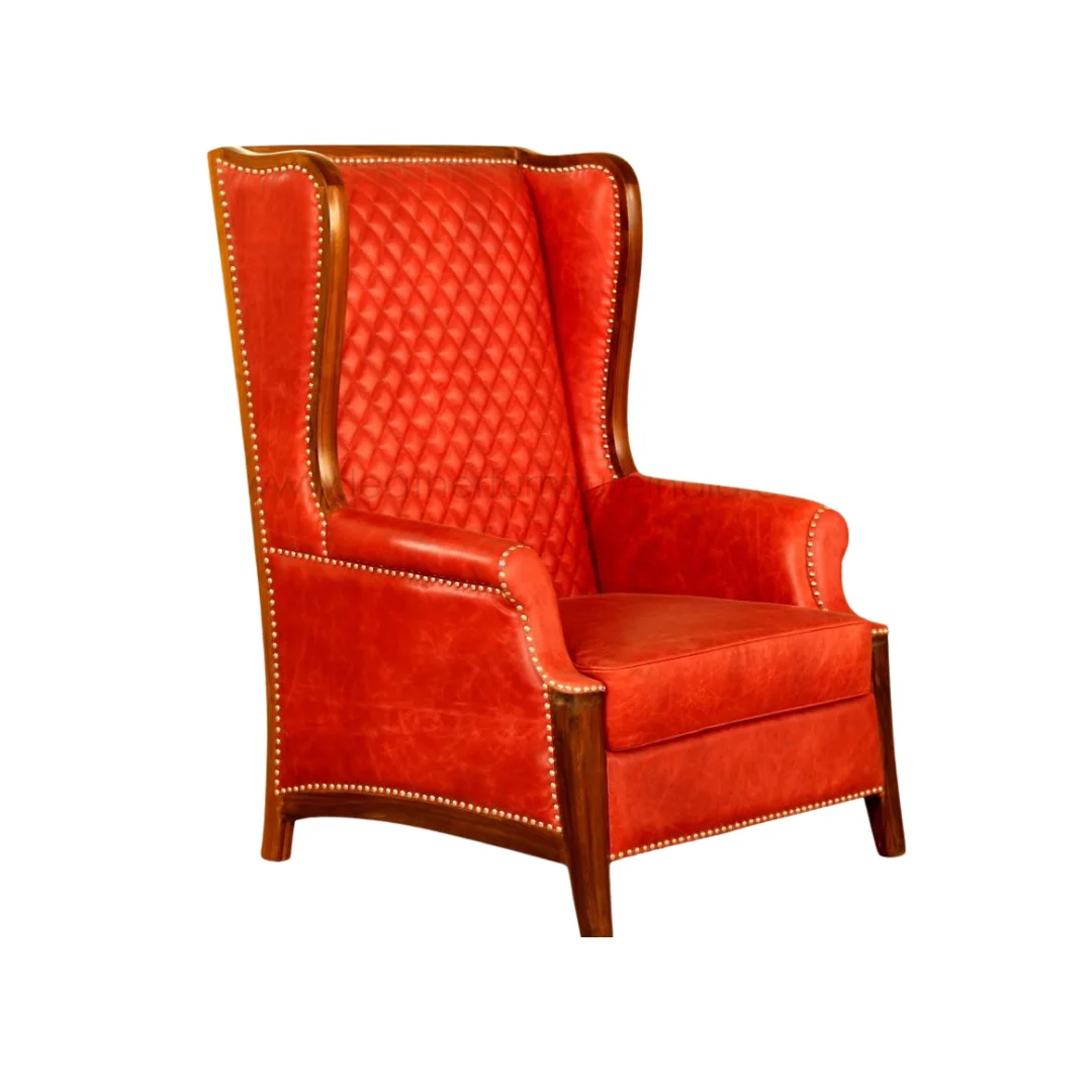 Wood Leather Accent Chairs