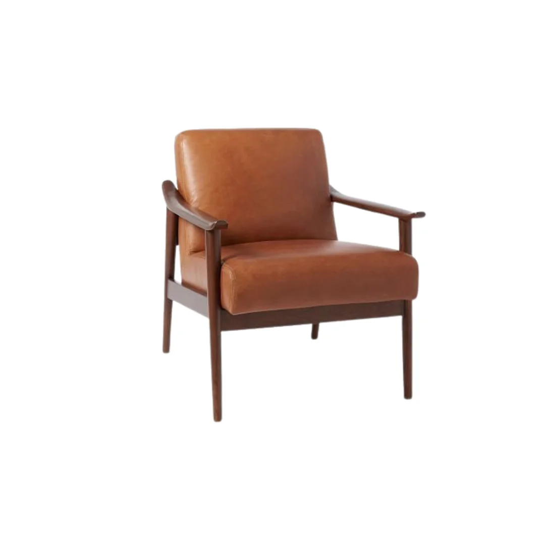 Wood Leather Accent Chairs