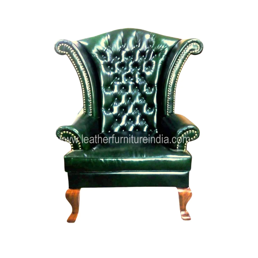 Wood Leather Accent Chairs