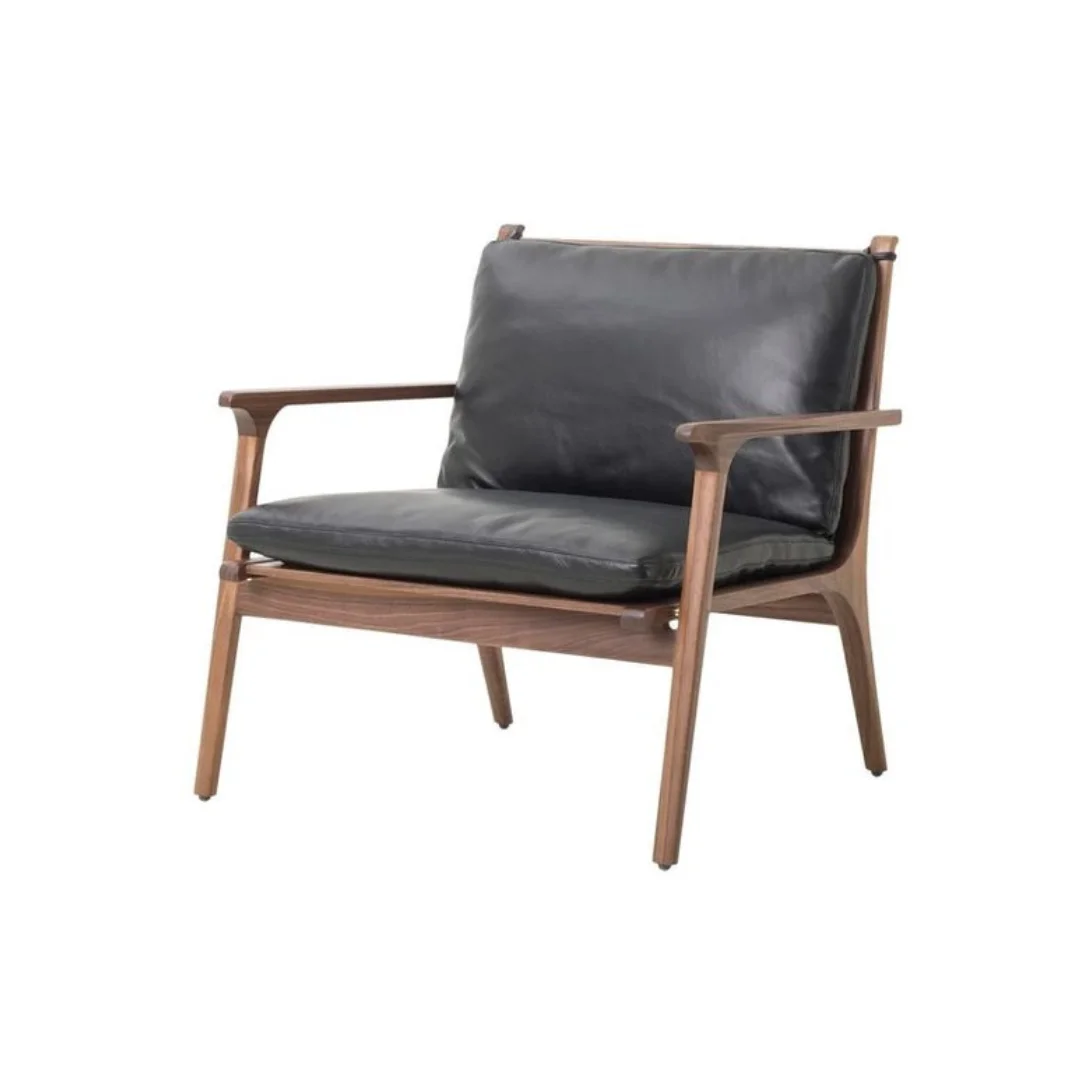 Wood Leather Accent Chairs
