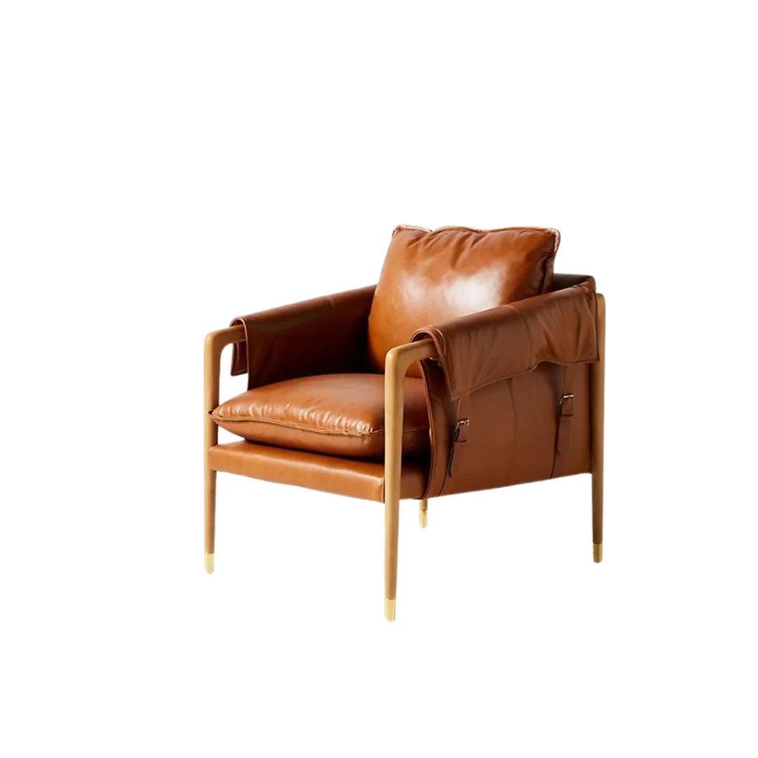 Wood Leather Accent Chairs