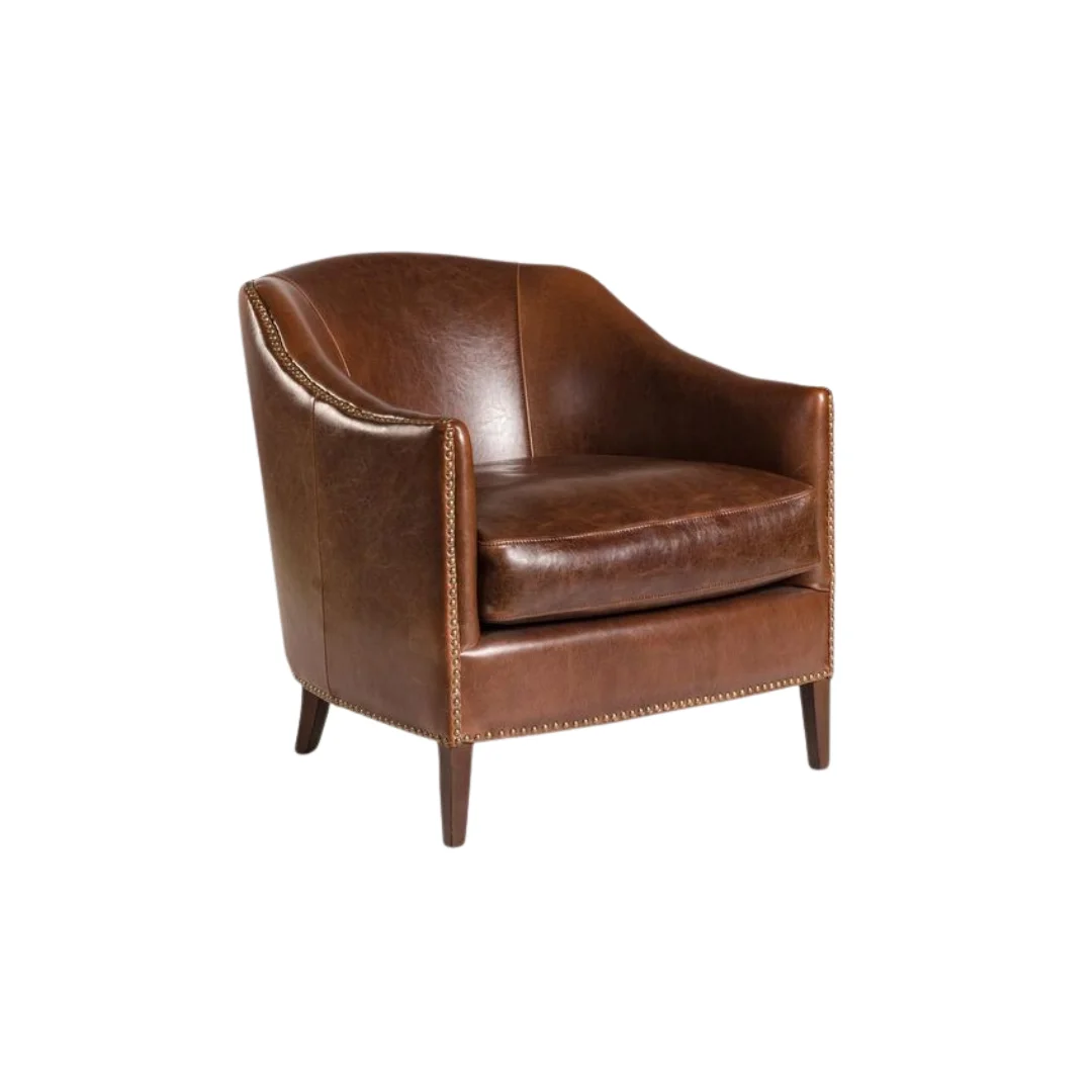 Wood Leather Accent Chairs