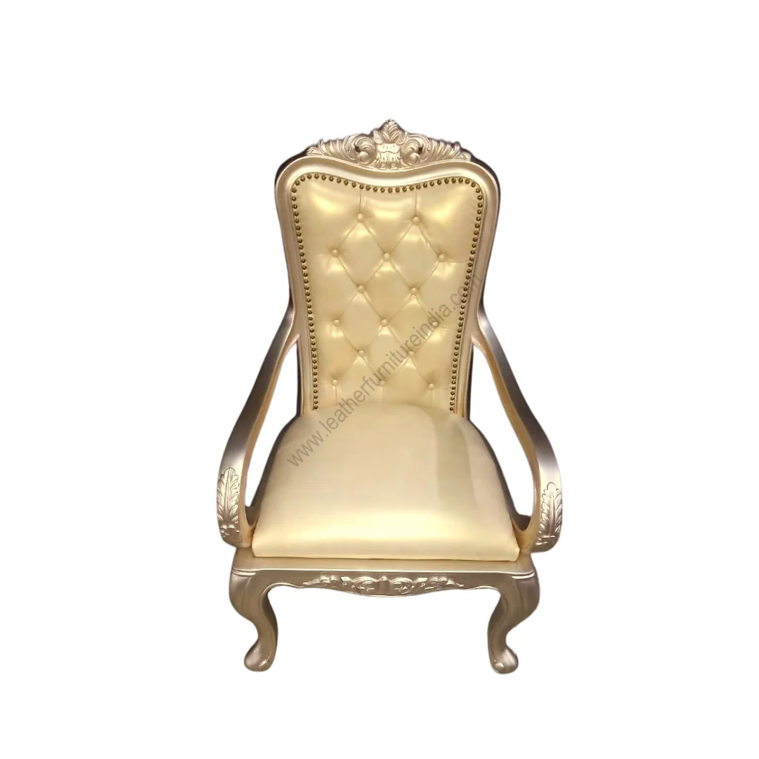 Wood Leather Accent Chairs