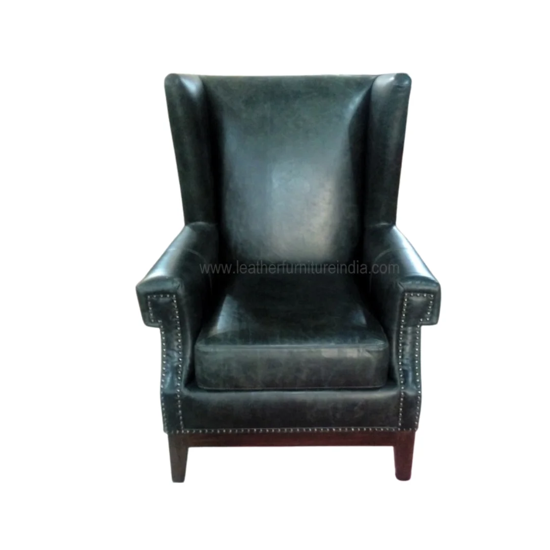 Wood Leather Accent Chairs